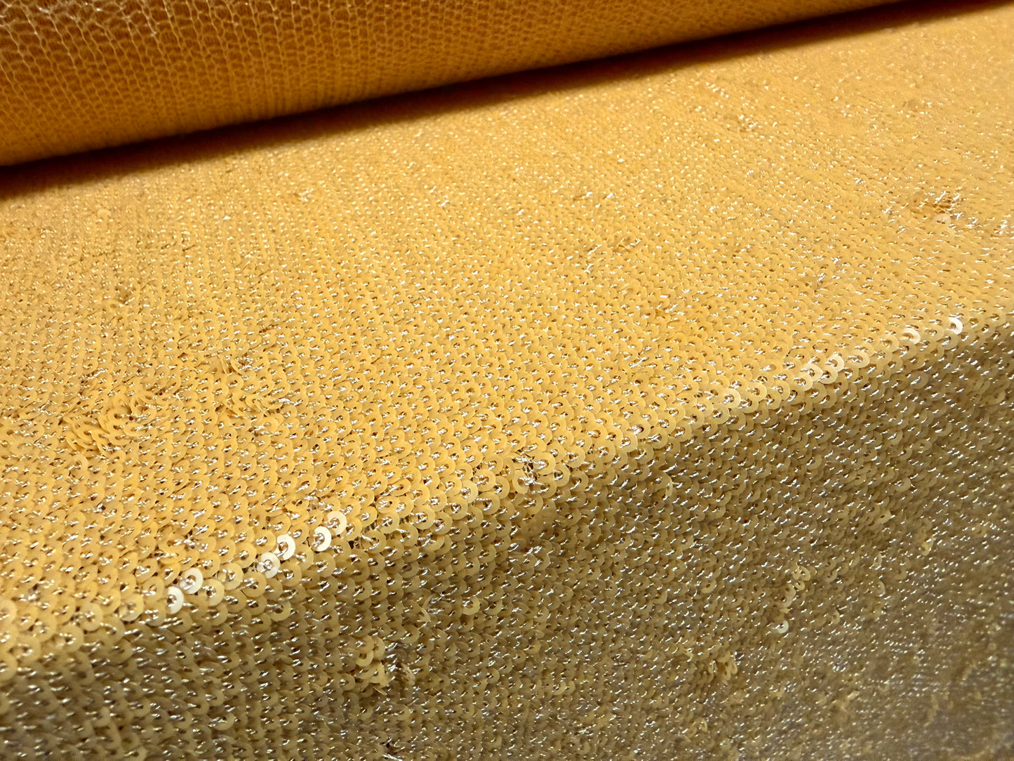 Couture sequin dress fabric, per metre - curry