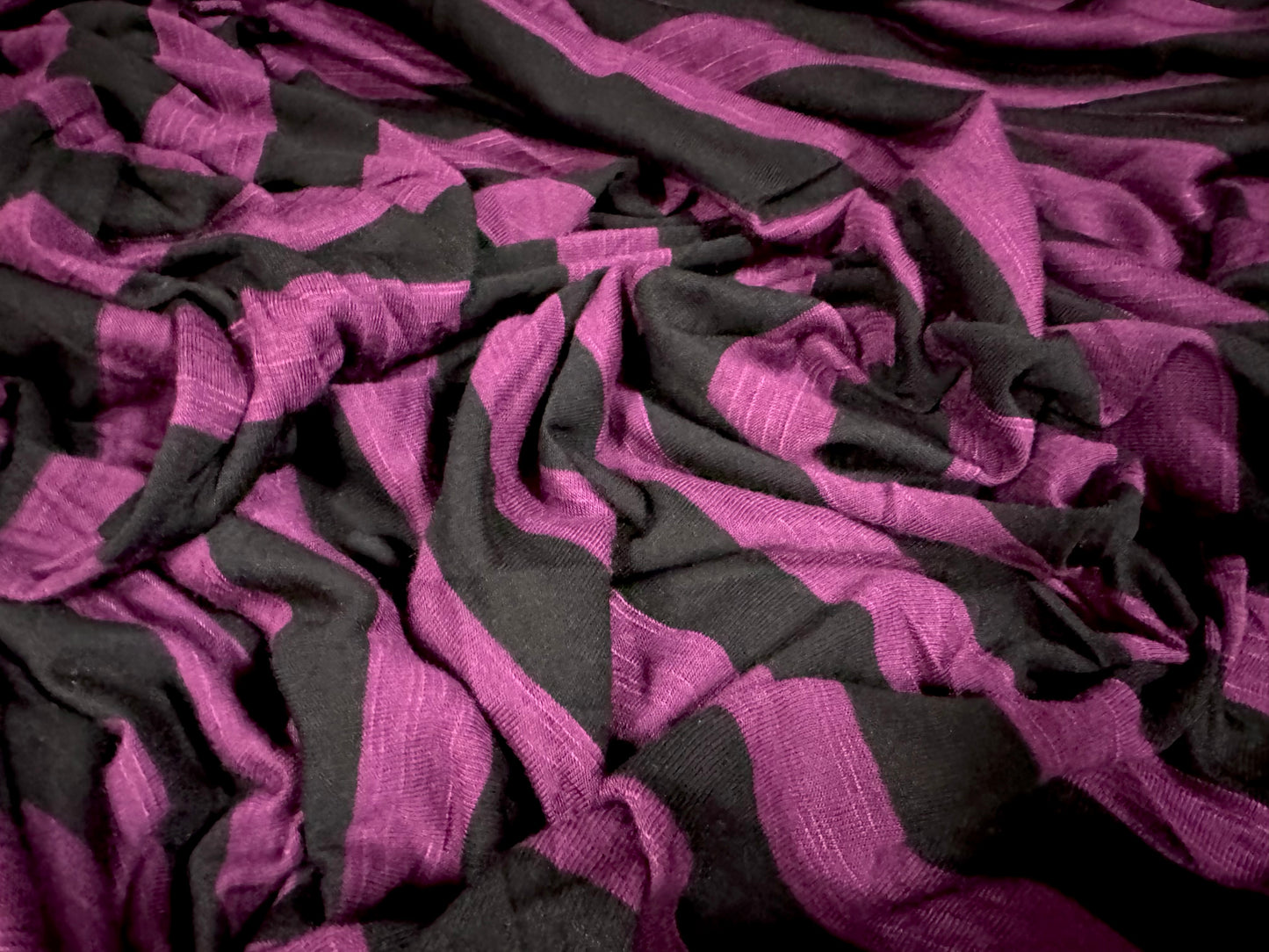 Viscose single jersey fabric, per metre - stripe - purple & black