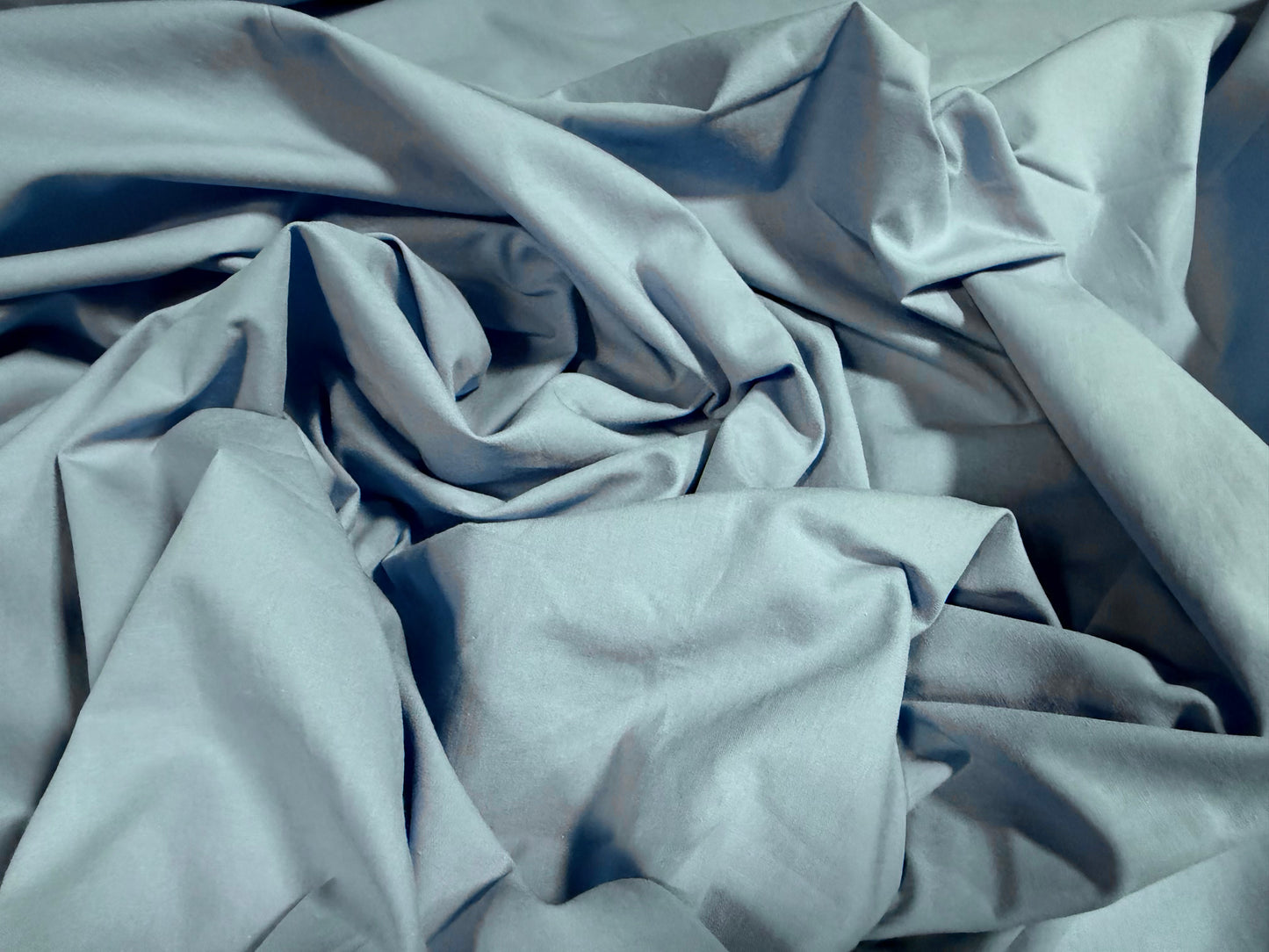 Washed cotton plain weave fabric, per metre - sky blue