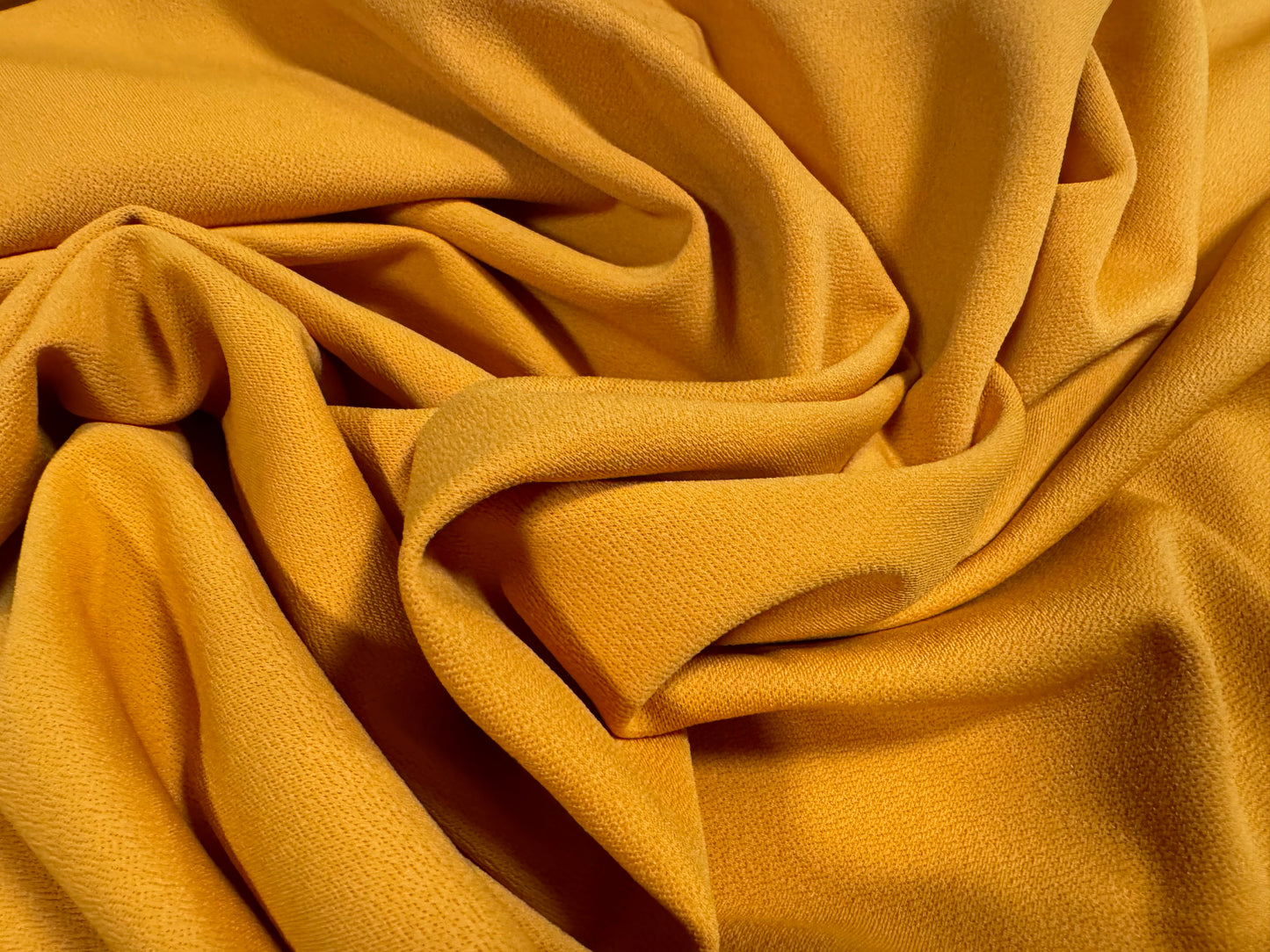 Scuba crepe stretch spandex double jersey fabric, per metre - plain - turmeric