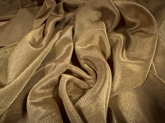 Crinkle crepe de chine woven dress fabric, per metre - plain - moss brown