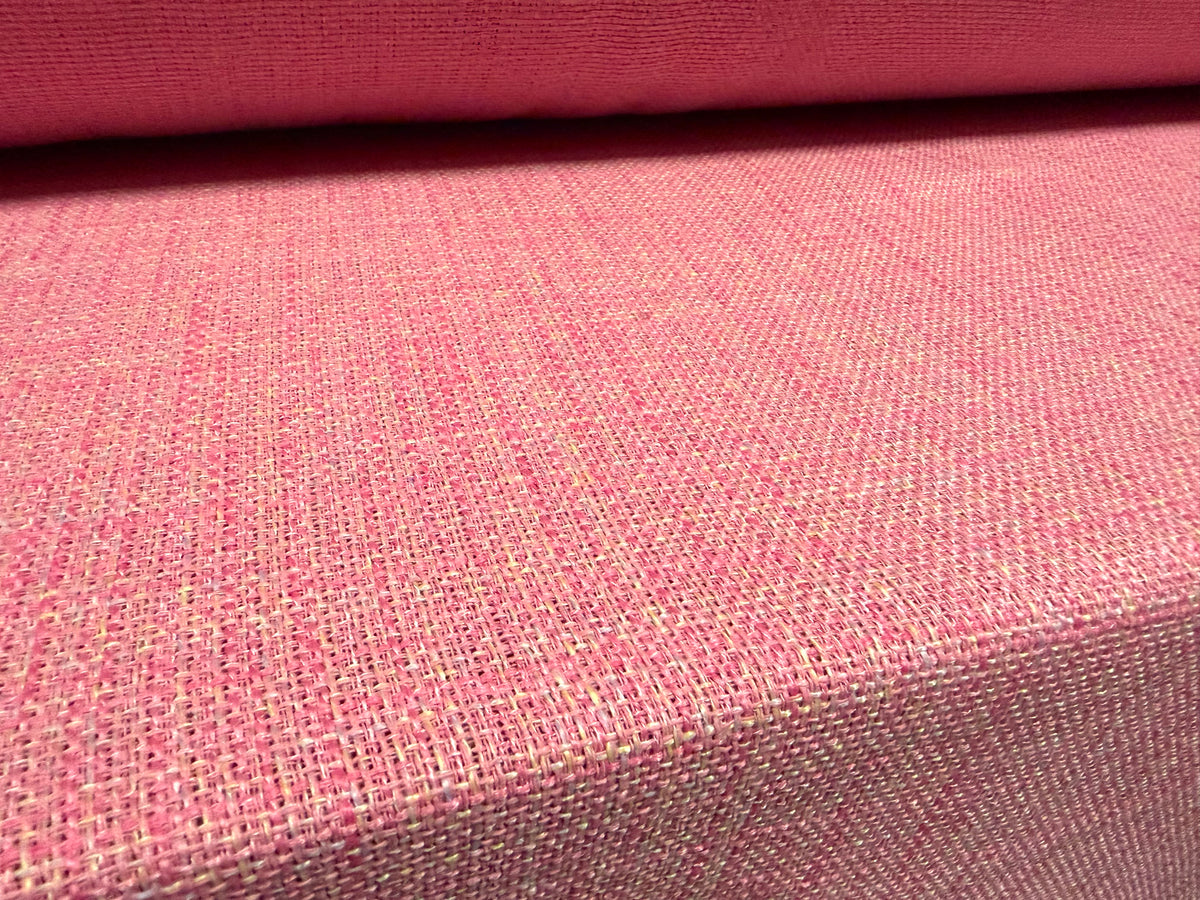Heavyweight wool fabric, per metre - basketweave melange - pink