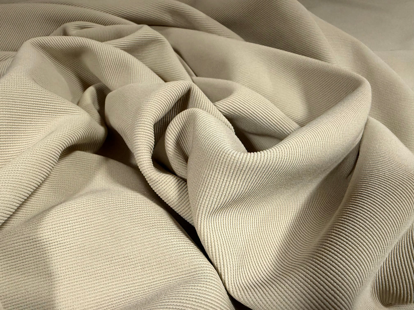 Fine ottoman rib stretch double jersey fabric , per metre - plain - stone