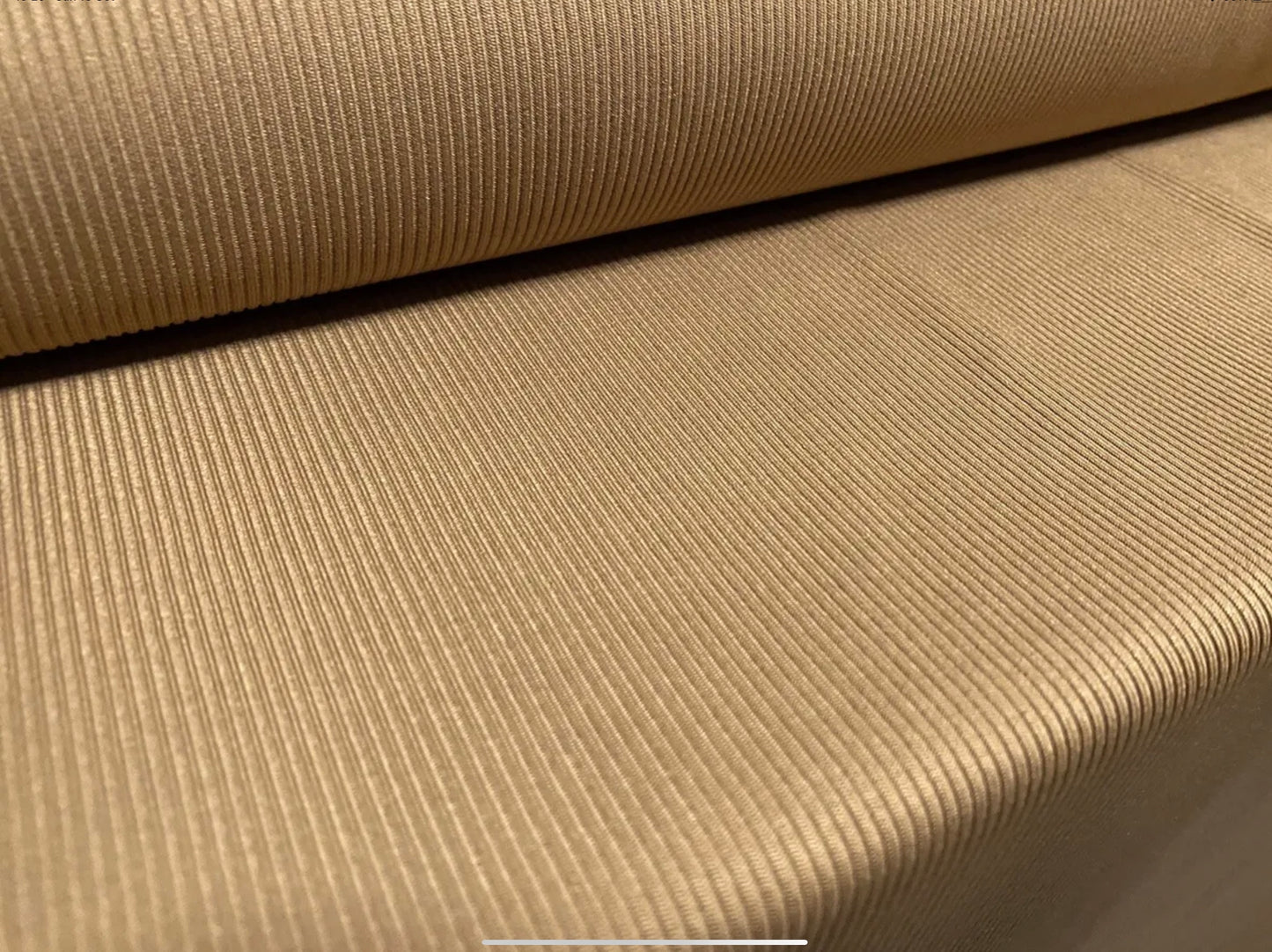 Heavyweight stretch spandex rib jersey fabric, per metre - plain - camel