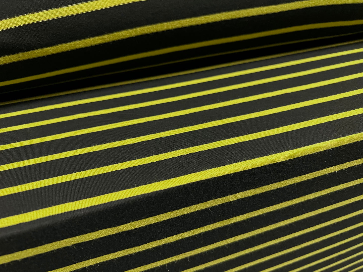 Viscose spandex stretch single jersey fabric, per metre - stripe - black & chartreuse