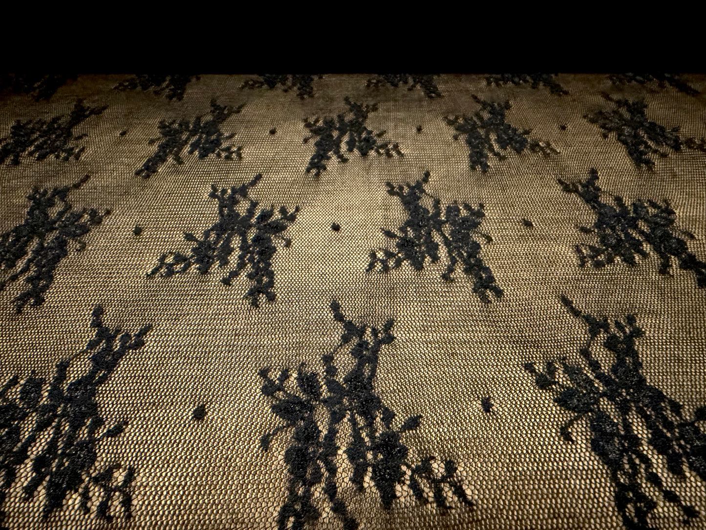 Stretch spandex mesh lace net fabric, per metre - floral bouquet - black