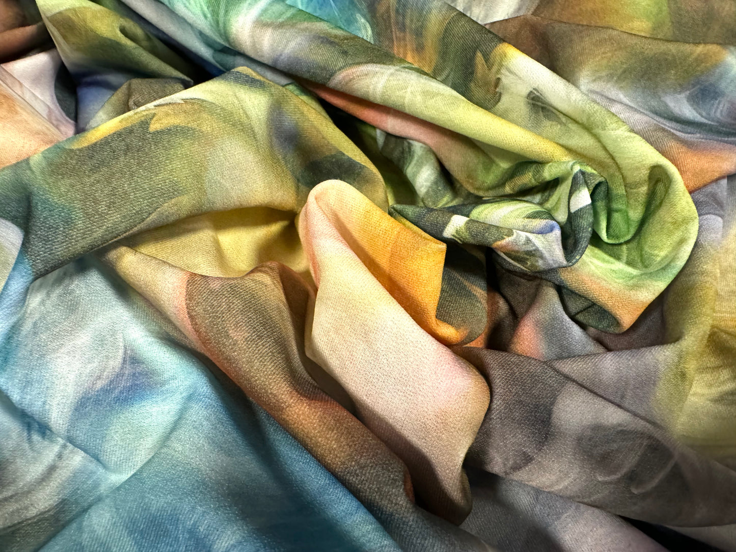 Lightweight stretch single jersey fabric, per metre - paint explosion print - multicolour