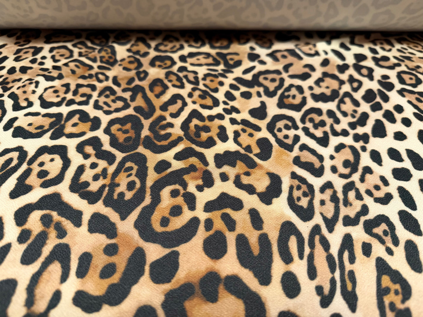 Valentino crepe stretch spandex jersey fabric, per metre - leopard print - beige & gold