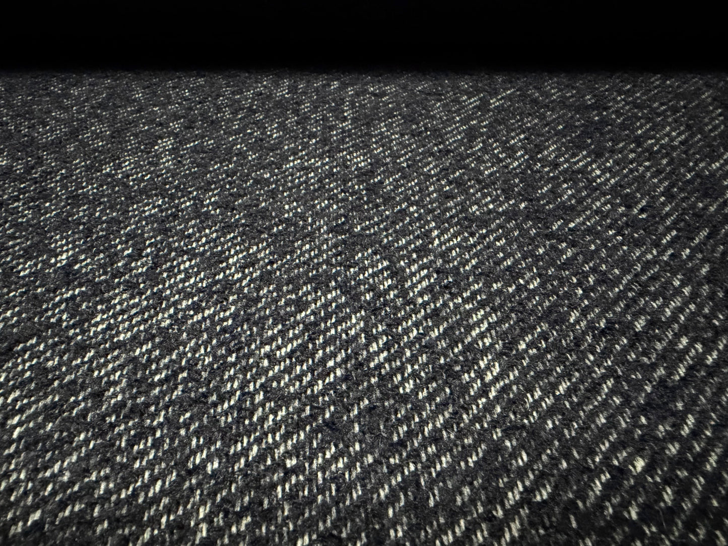 Heavyweight wool bouclé fabric, per metre - twill - midnight