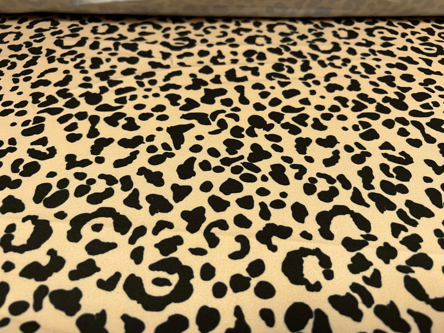 Scuba crepe stretch spandex jersey dress fabric, per metre - cheetah animal print - cream