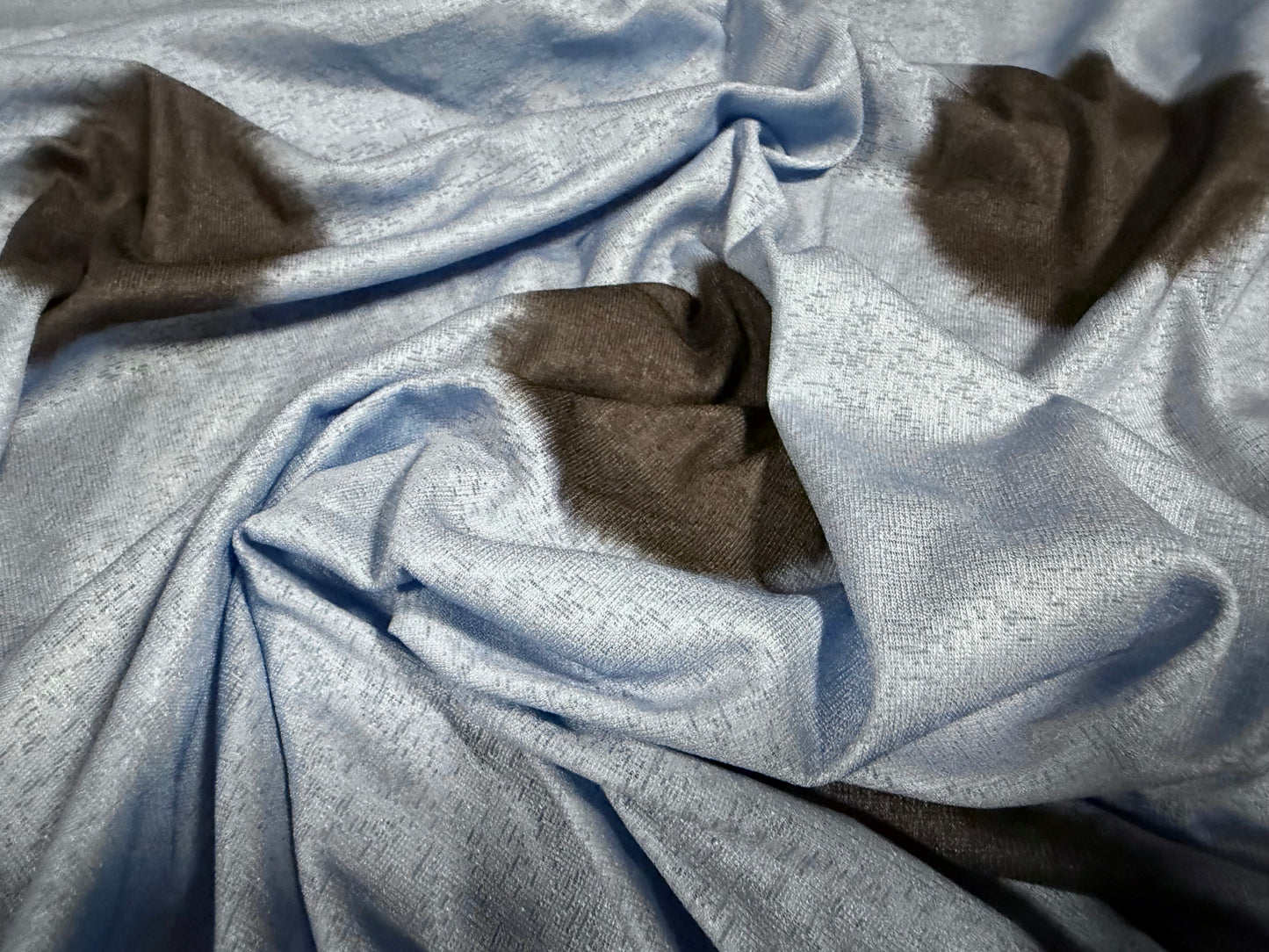 Thick & thin stretch spandex single jersey fashion fabric, per metre - ink blot print - blue