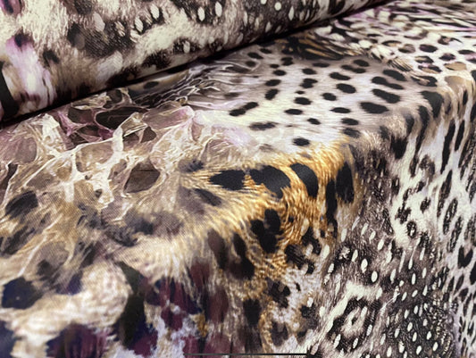 Kelly woven fashion fabric, per metre - distressed leopardskin