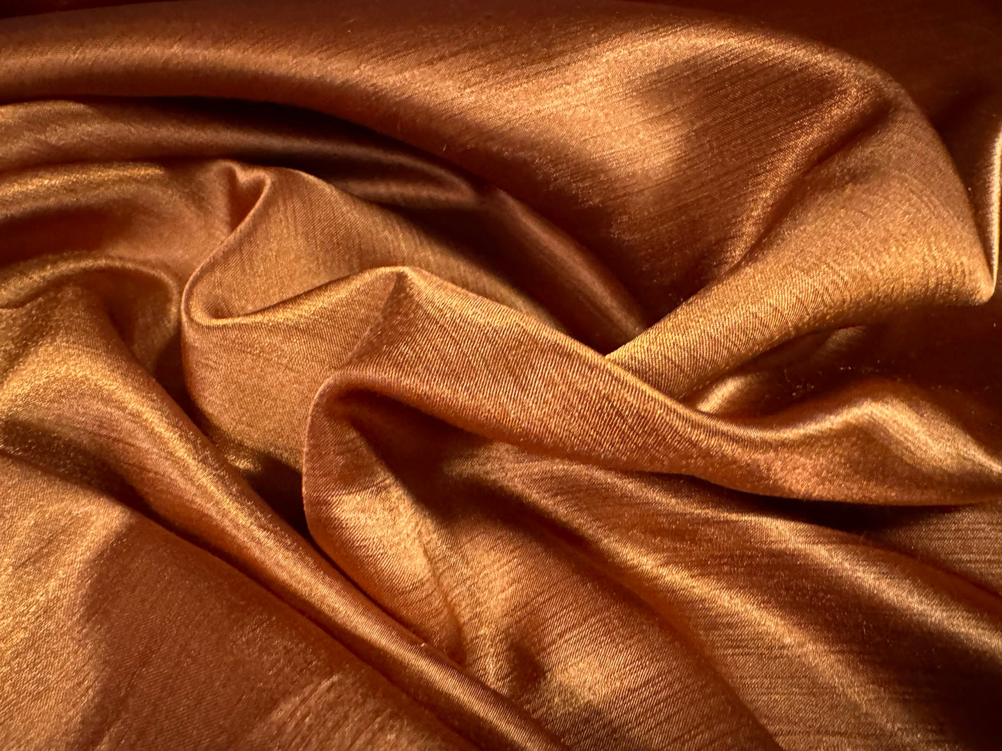 Satin dupion woven dress fabric, per metre - plain - copper