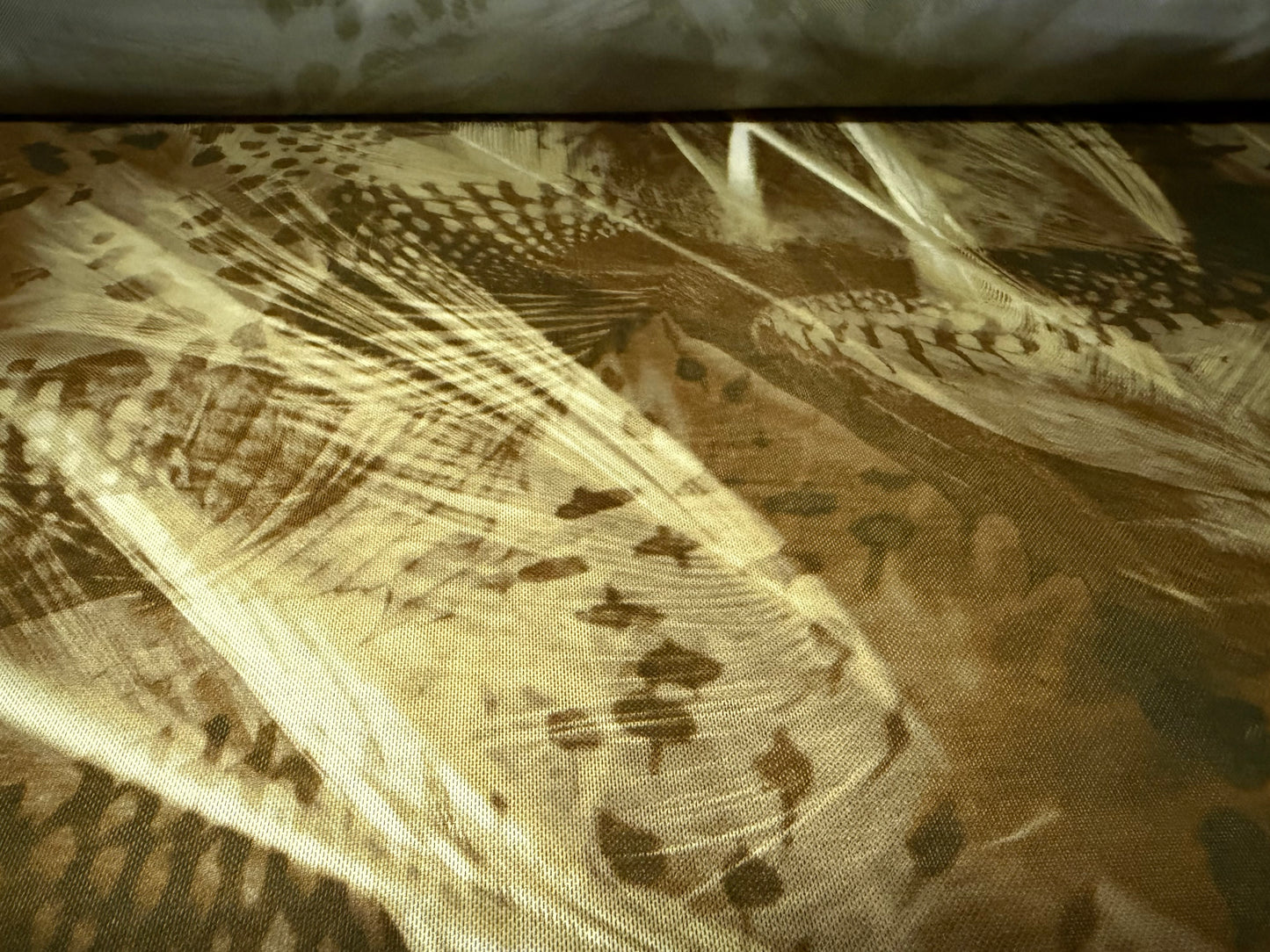 Power mesh net stretch spandex fabric, per metre - Hunter’s Camouflage print - green & brown