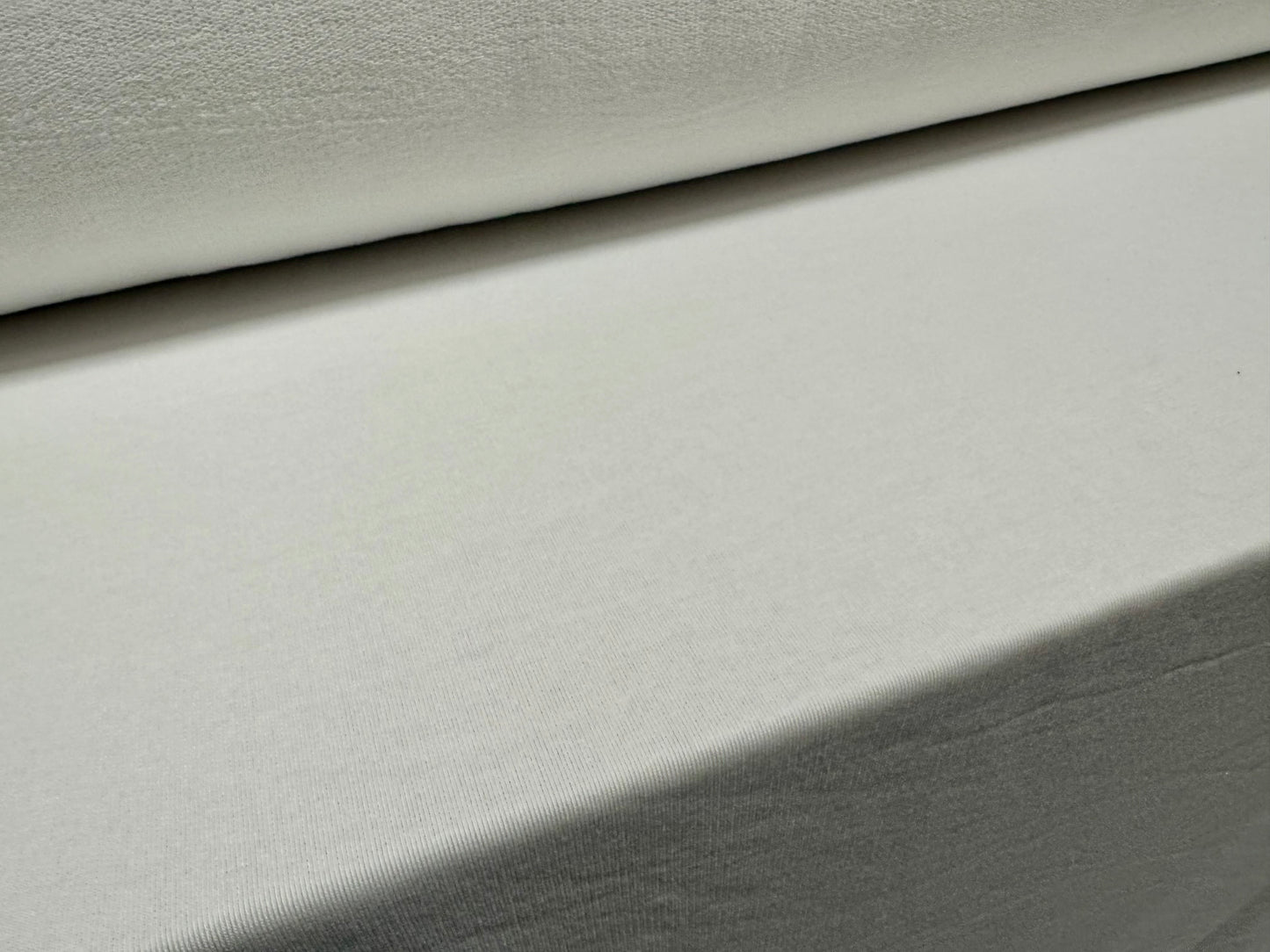 French Terry single sided towelling fleece fabric, per metre - plain - white