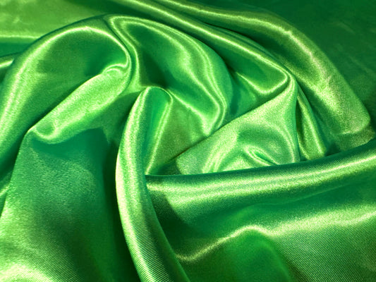 Silky satin woven fabric, per metre - plain - apple green