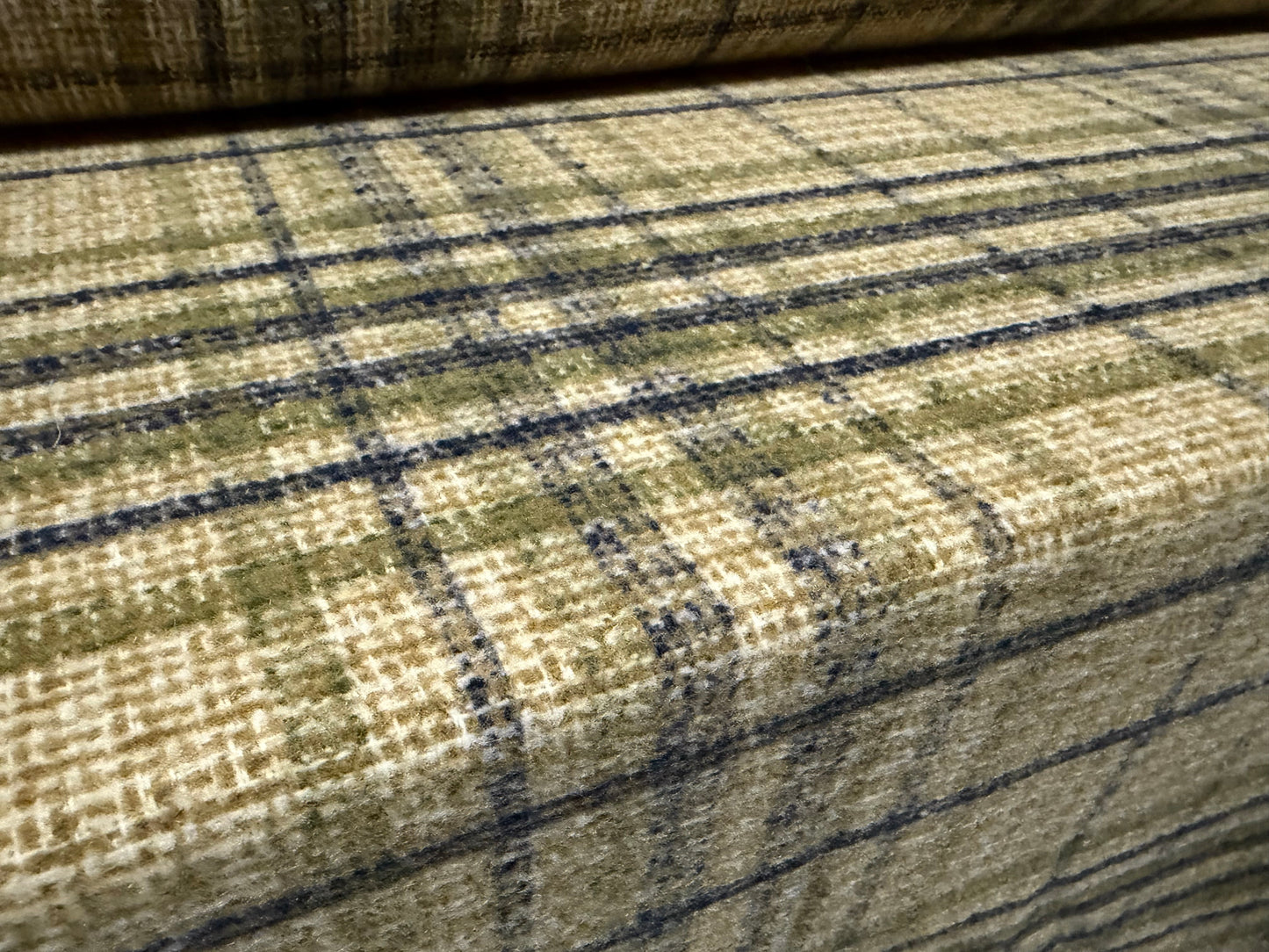 Brushed wool bouclé fabric, per metre - plaid - mustard & moss green
