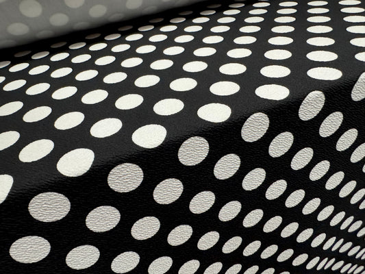 Scuba textured ‘Liverpool’ stretch spandex jersey fabric, per metre - polka dot print - black & white