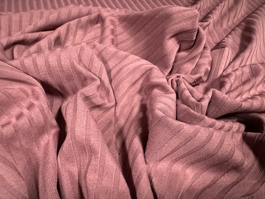 Stretch spandex rib jersey fabric, per metre - plain - mauve