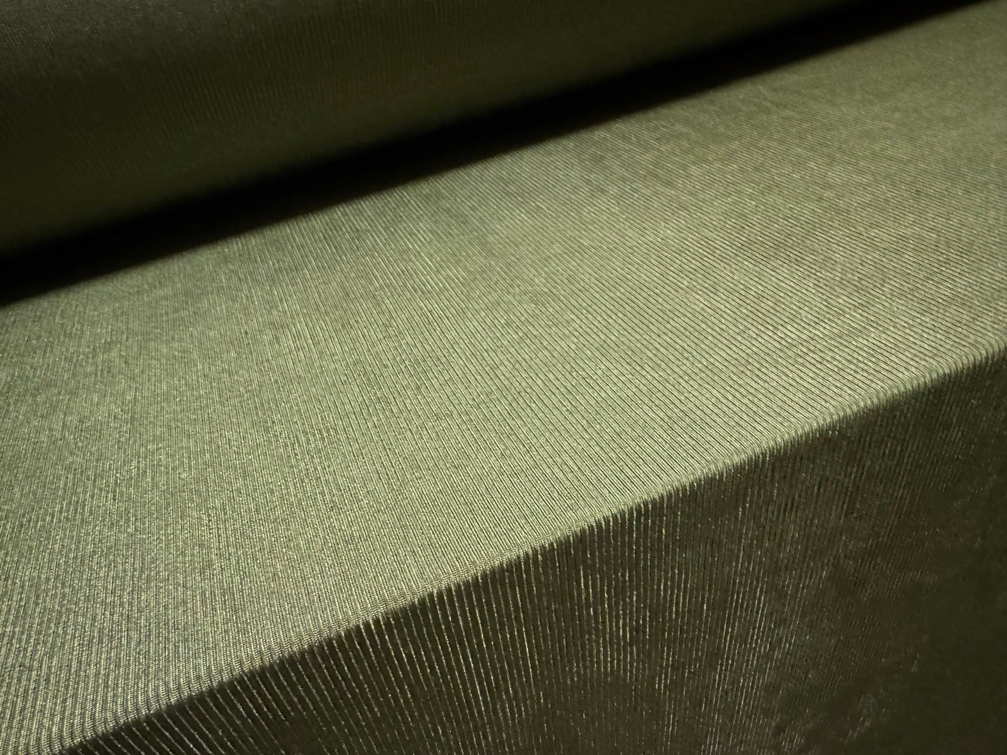 Fine shiny rib stretch spandex jersey fabric, per metre - plain - cactus green