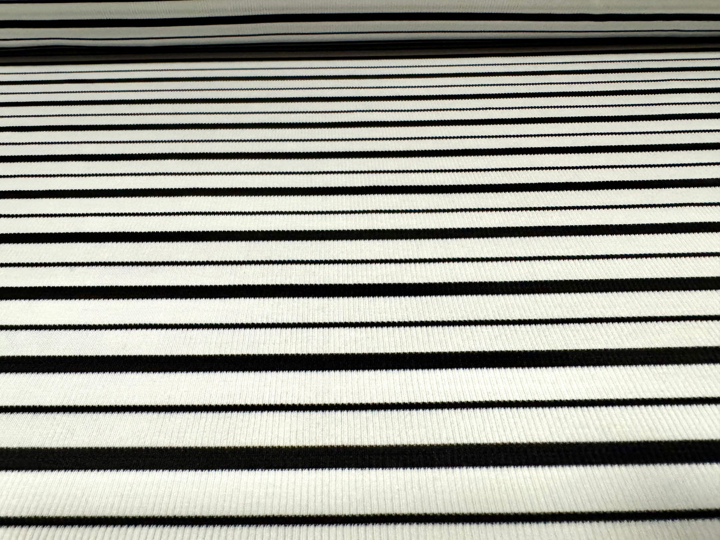 Stretch Spandex rib jersey fabric, per metre - stripes - black & white