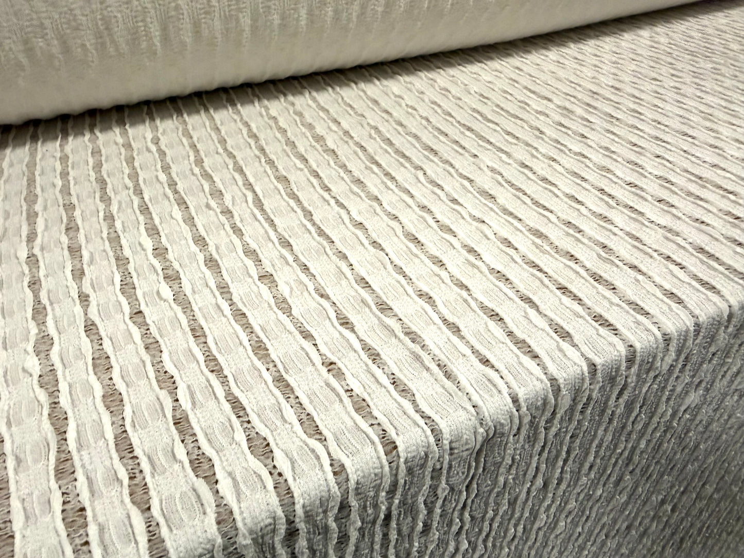 Ribbon stripe jacquard stretch spandex jersey fabric, per metre - ivory