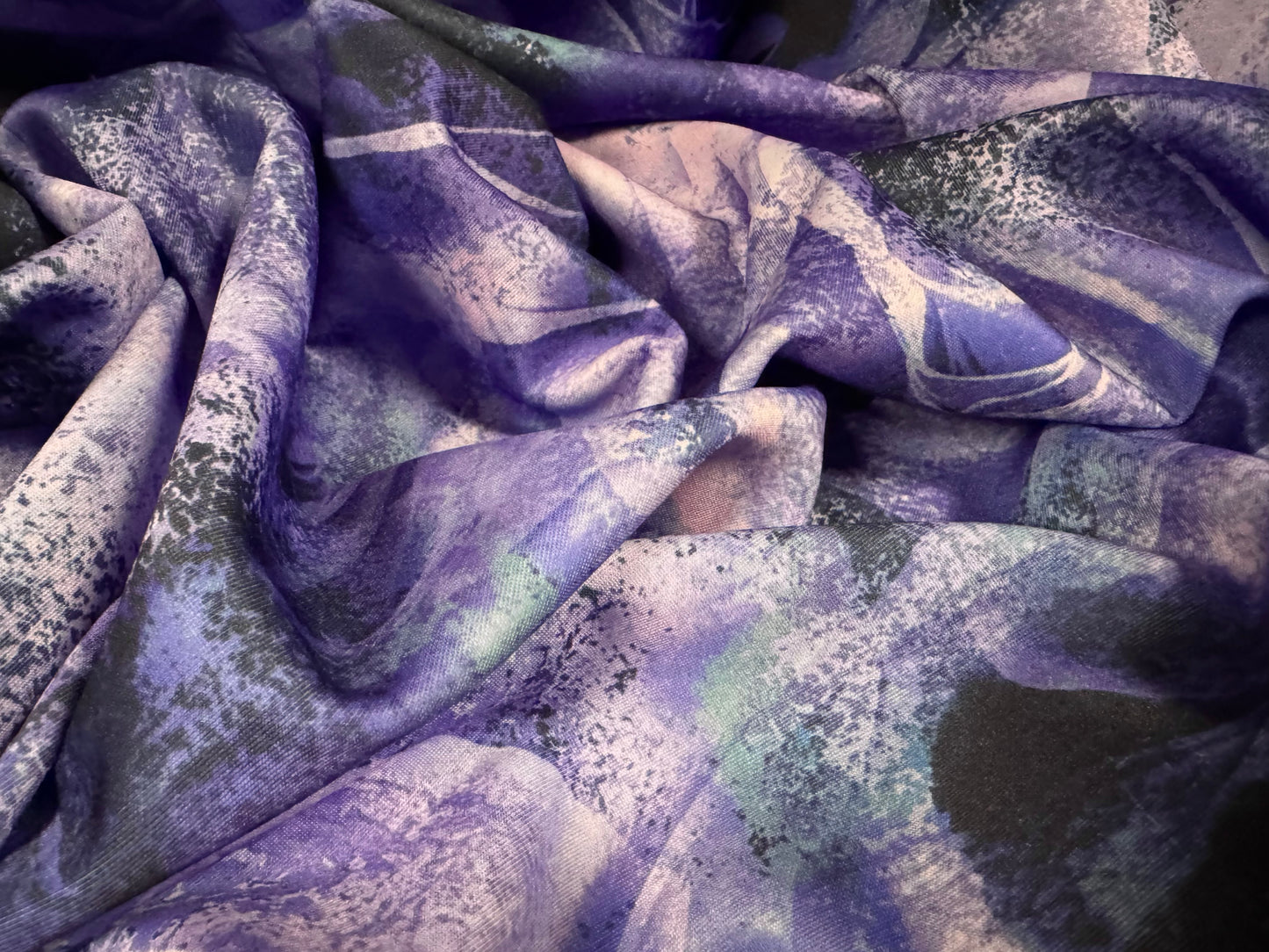 Scuba stretch spandex double jersey dress fabric, per metre - giant rose print - purple