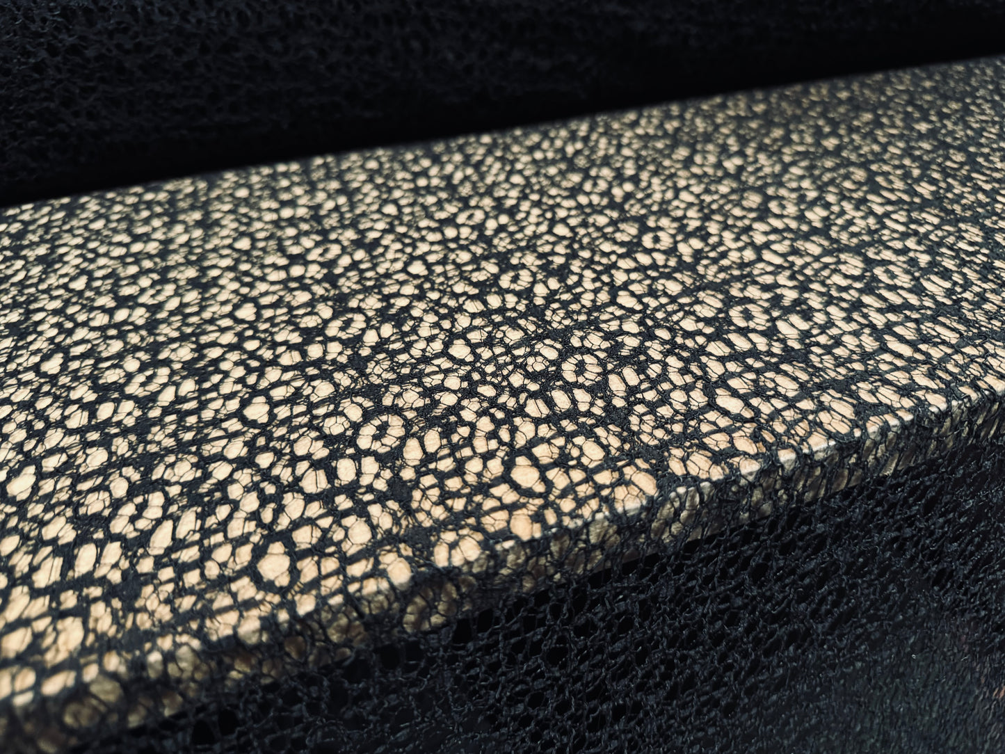 Crochet knit lace fabric, per metre - lightweight - black