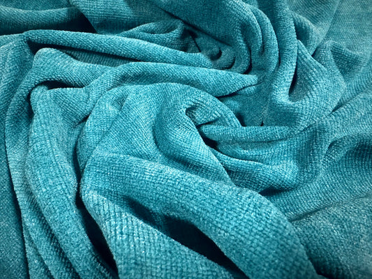 Soft chenille upholstery fabric, per metre - plain - turquoise