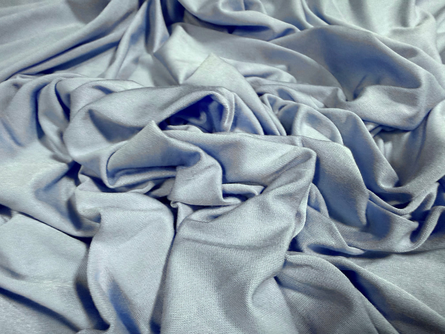 Bamboo spandex stretch single jersey fabric, per metre - plain - sky blue