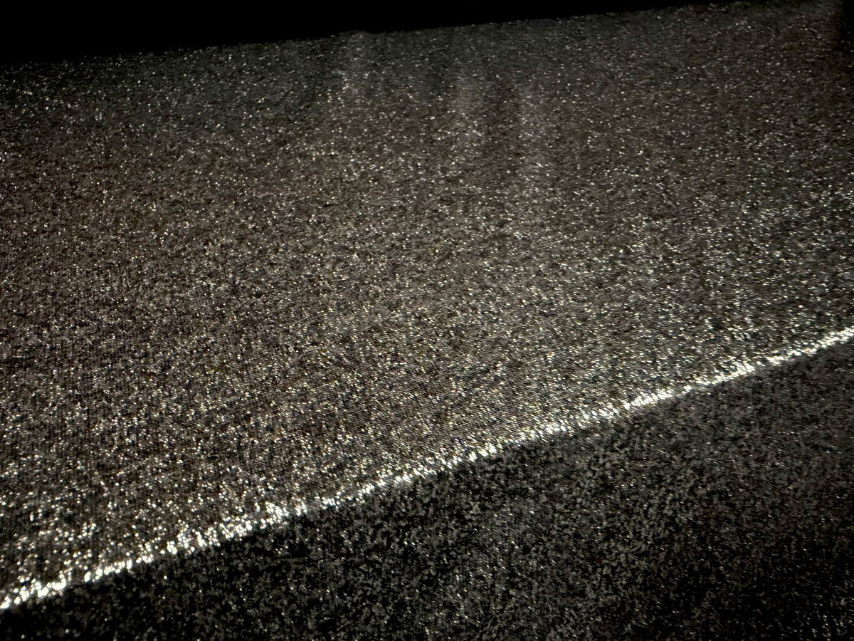 Viscose single jersey fashion fabric, per metre - metallic shimmer - silver on grey marl