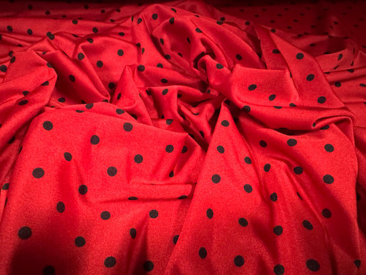 Swimwear stretch spandex jersey fabric, per metre - polka dot print - red
