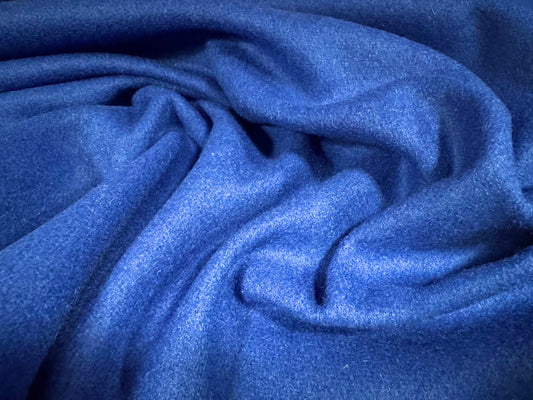 Wool blend coarse tweed coat jacket fabric, per metre - plain - cobalt blue