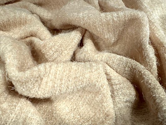 Faux mohair couture knitwear fabric, per metre - plain - cream