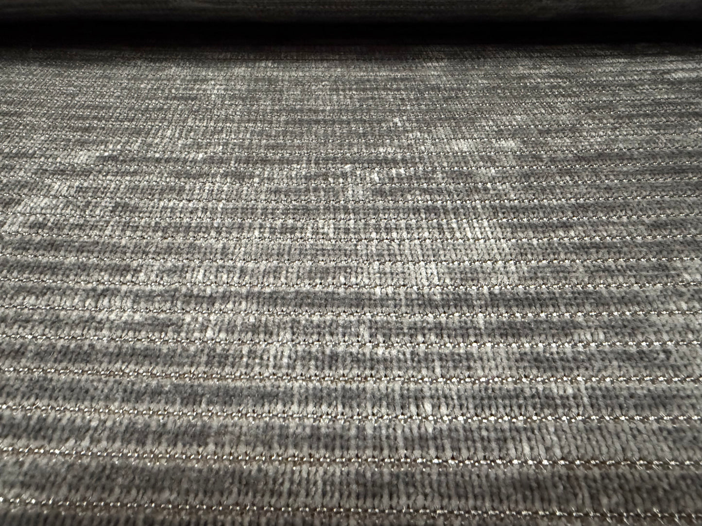 Soft velour knit fabric, per metre - stripe - silver grey