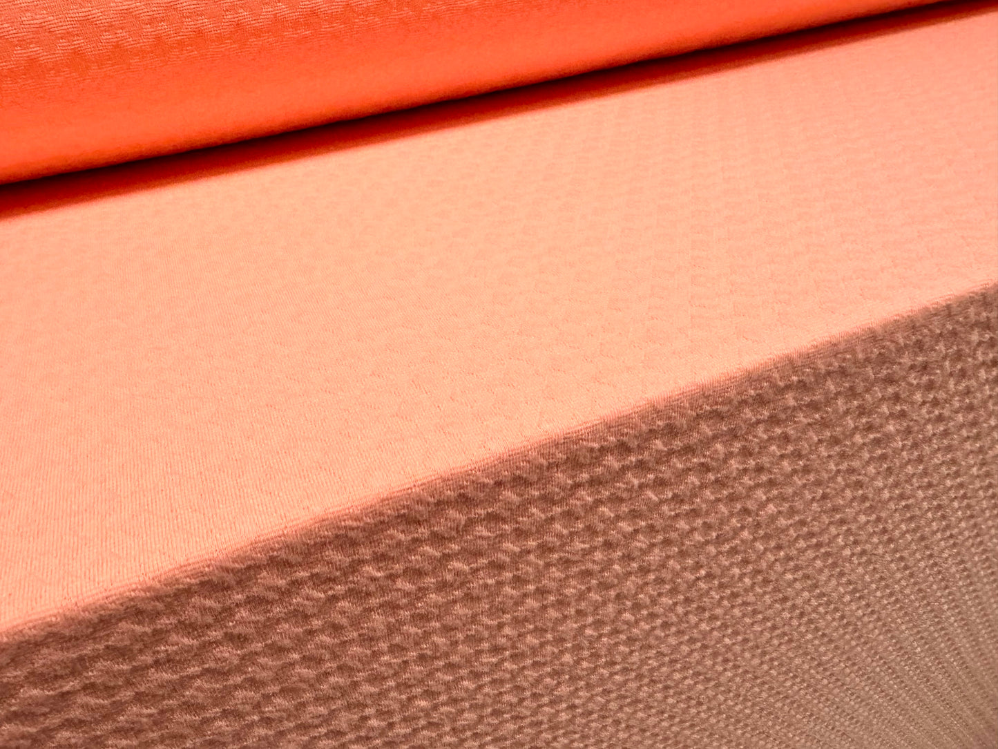 Stretch double jersey fashion fabric, per metre - jacquard - fluorescent peach