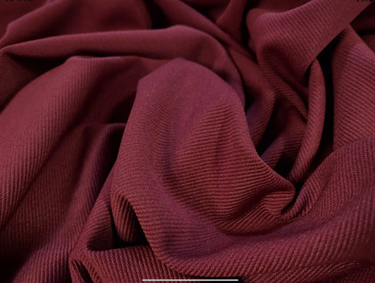 Fine Ottoman Rib Stretch Spandex Double Jersey Fabric, Per Metre - Plain - burgundy