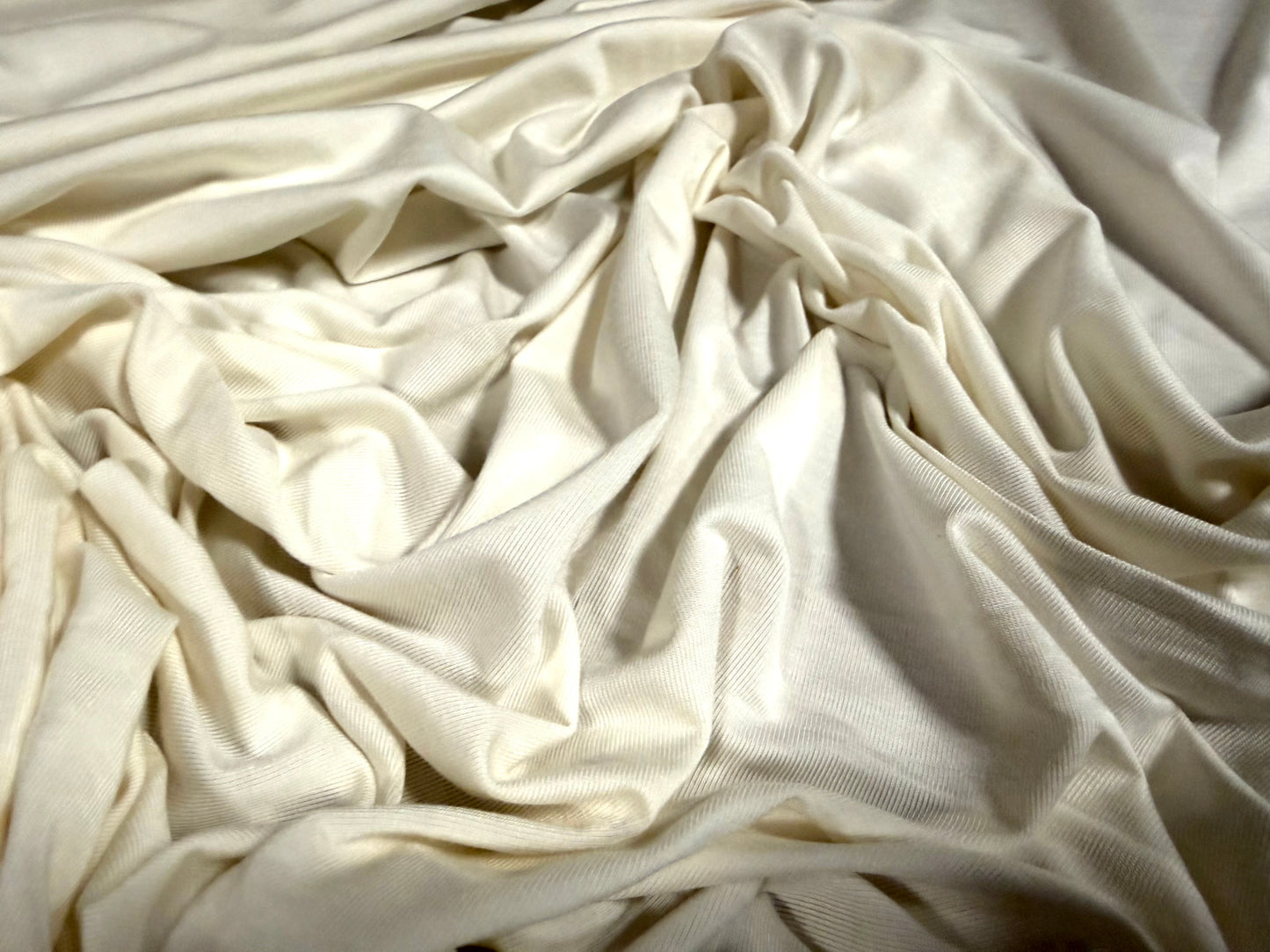 Viscose Spandex stretch single jersey fabric, per metre - plain -  cream