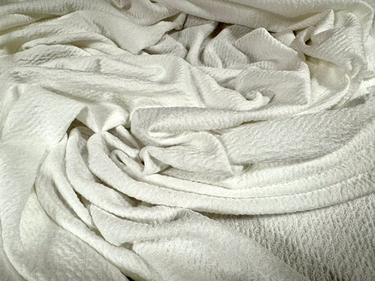 Orange Peel textured stretch spandex jersey fabric, per metre - plain - ivory