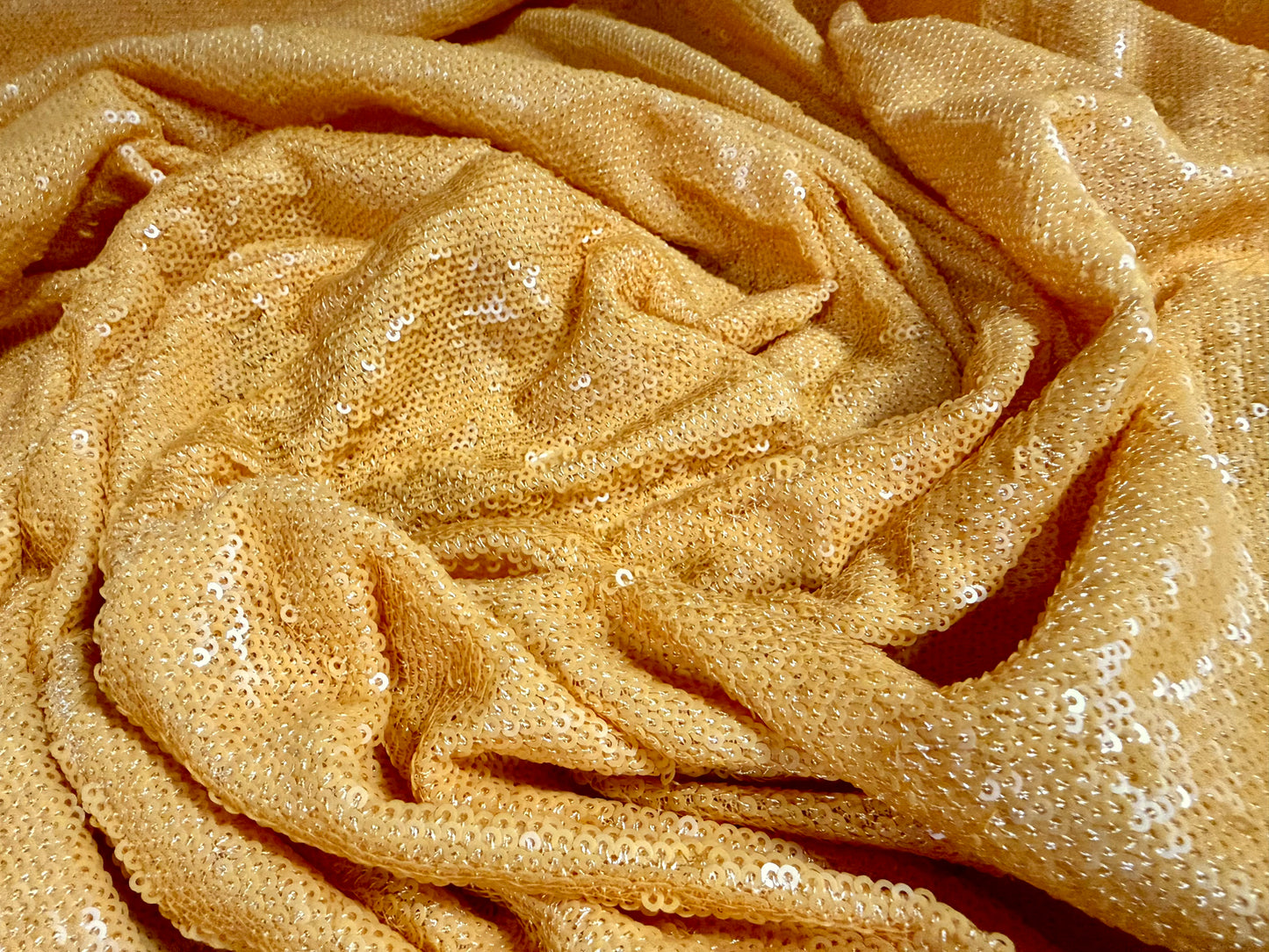 Couture sequin dress fabric, per metre - curry
