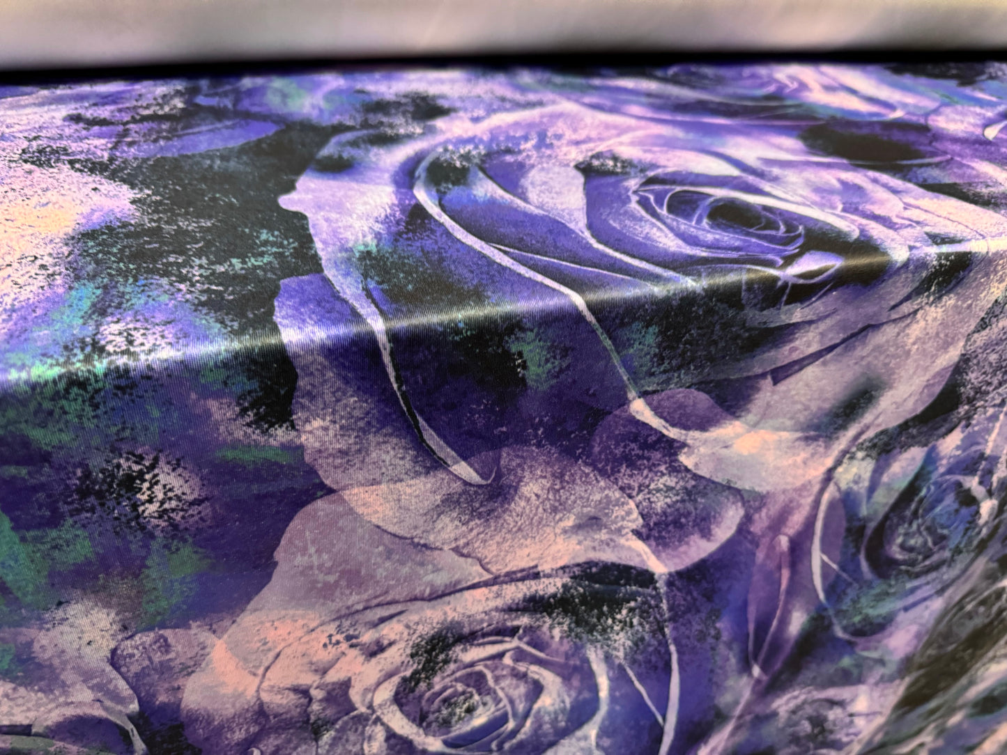 Scuba stretch spandex double jersey dress fabric, per metre - giant rose print - purple