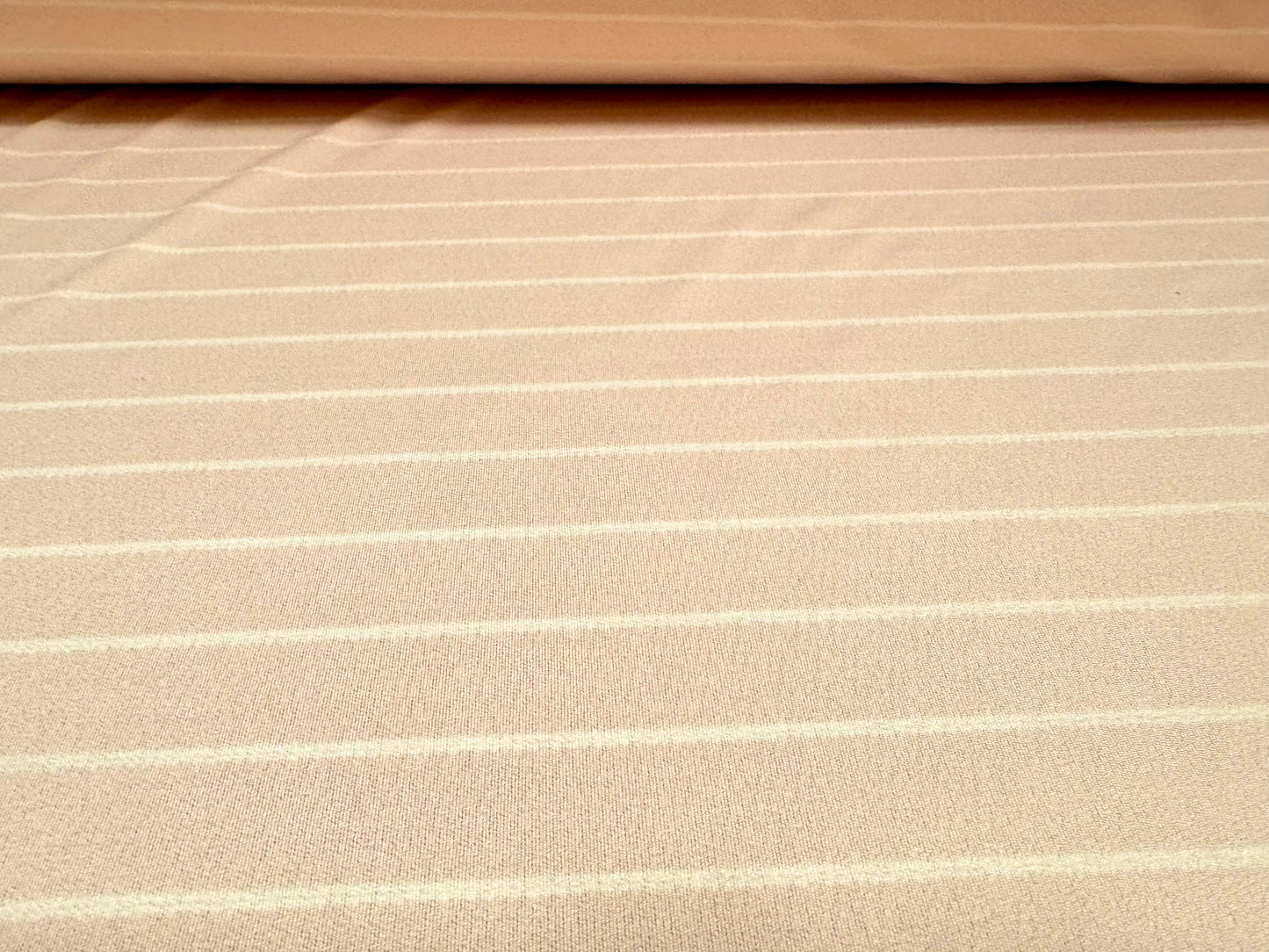 Spandex crepe stretch single jersey fabric, per metre - stripe - blush pink & white