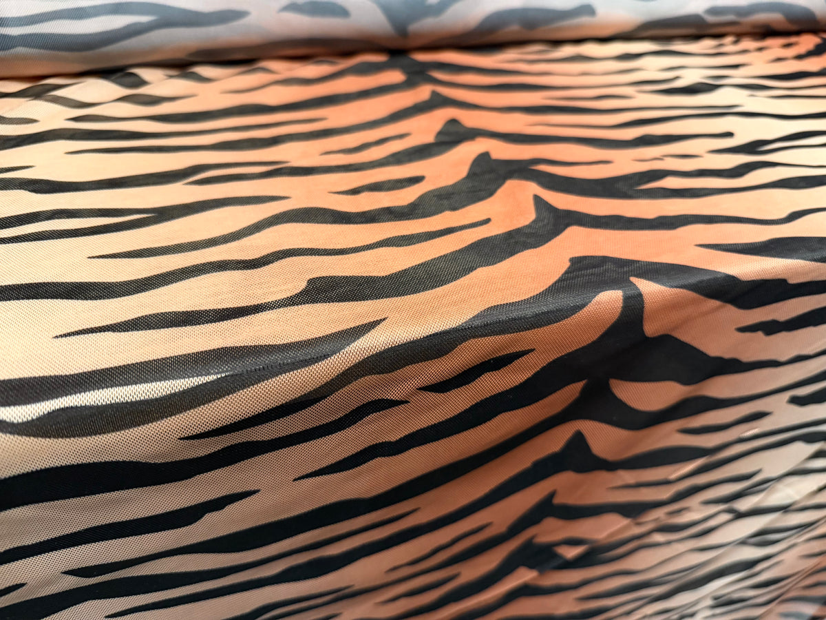 Power mesh net stretch spandex fabric, per metre - Bengal tiger print