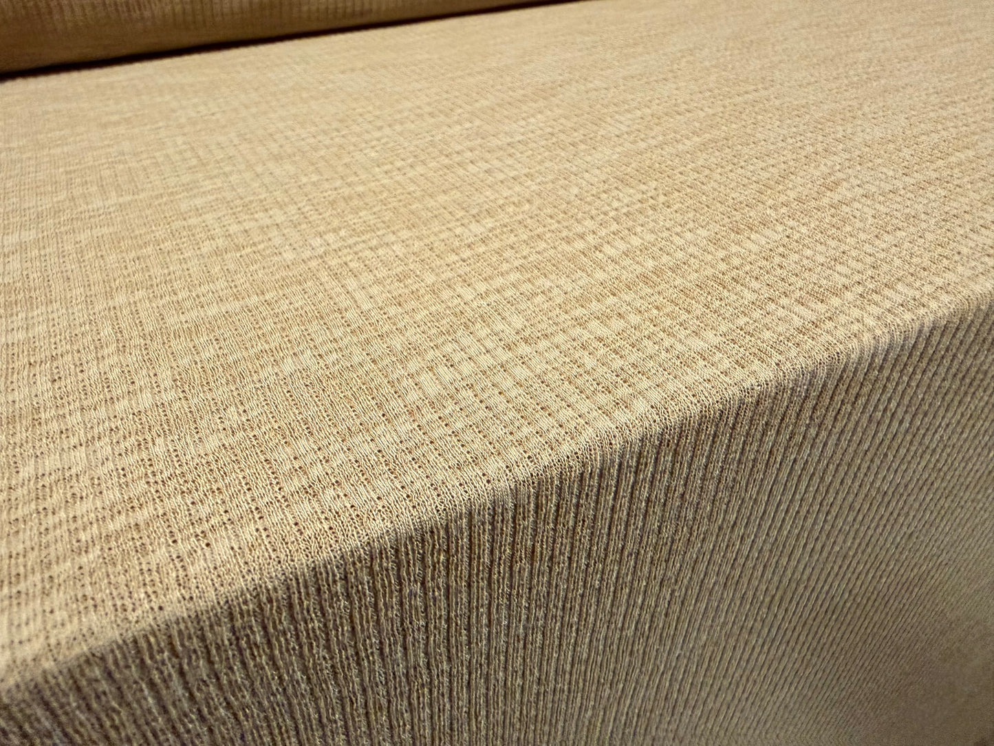 Thick & thin rib stretch spandex single jersey fashion fabric, per metre - plain - biscuit
