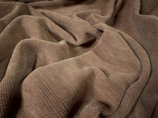 Soft chenille upholstery fabric, per metre - plain - brown