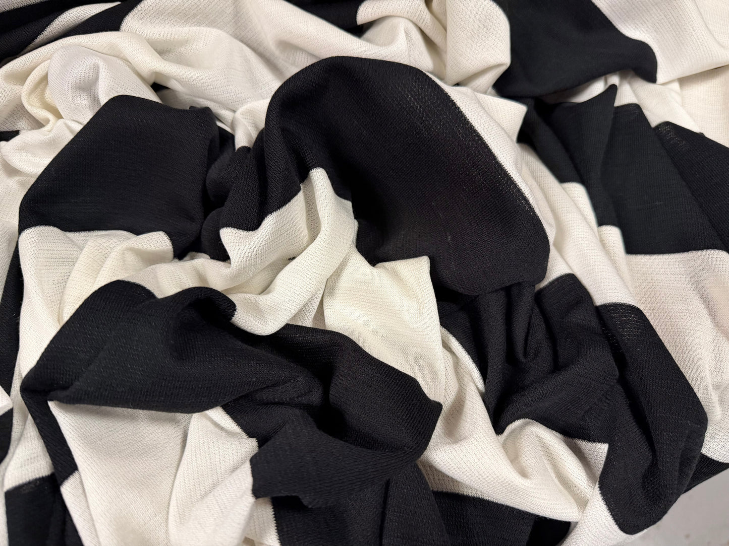 Knitwear jersey fabric, per metre - Rugby stripe - black & white