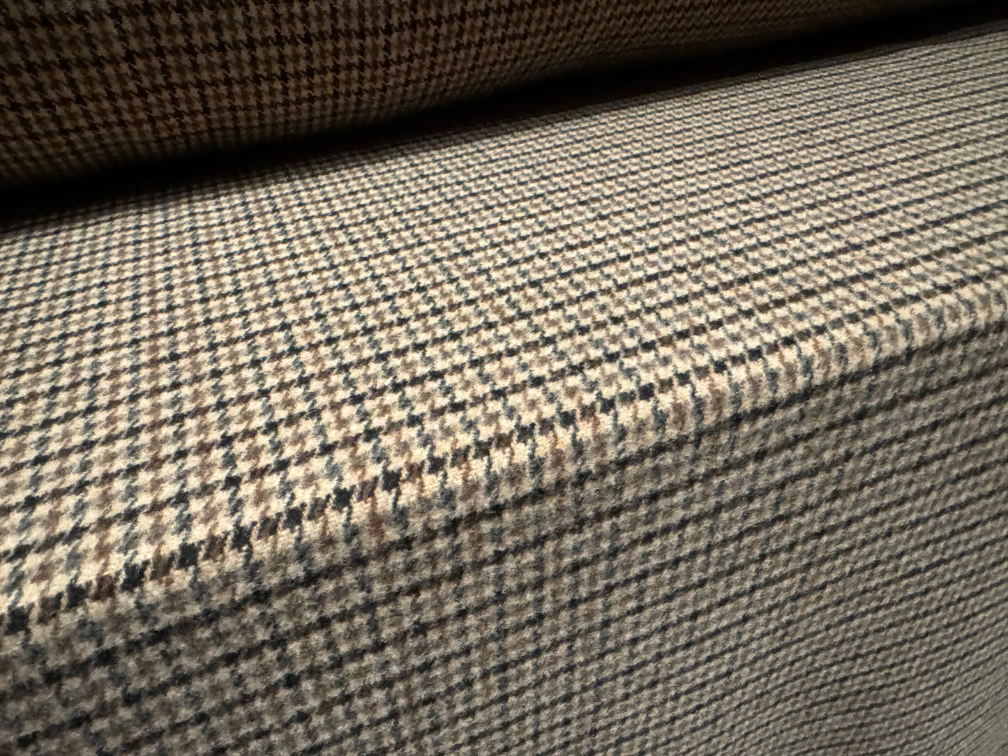 Wool mouflon coat jacket fabric, per metre - dogtooth check - brown & stone