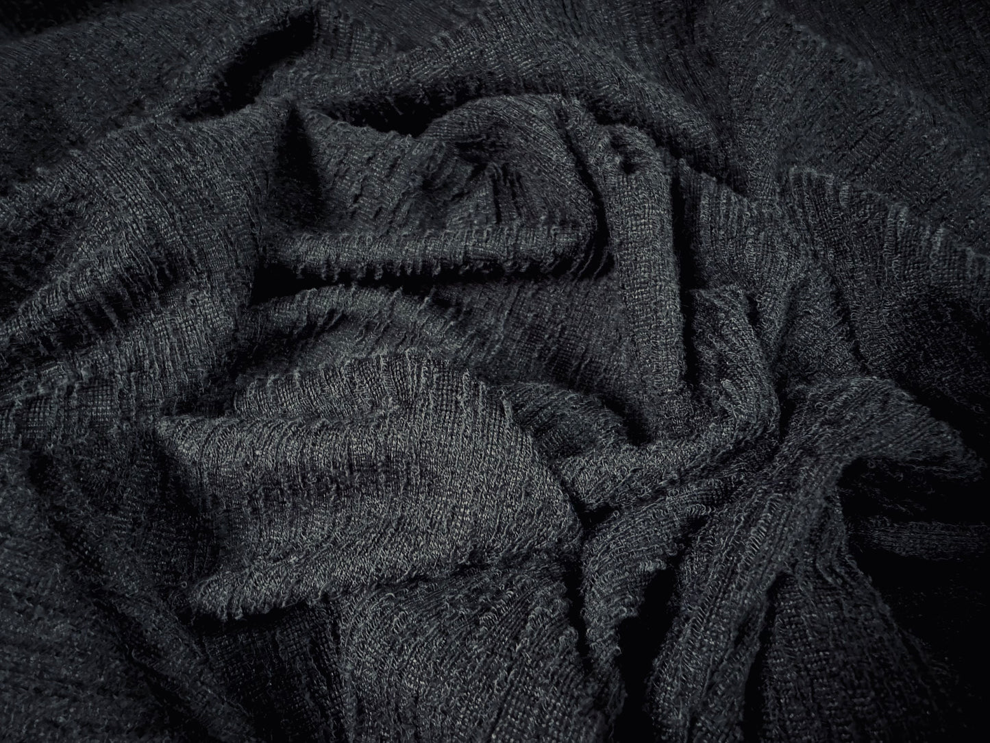 Treebark jacquard stretch spandex double jersey fabric, per metre - black
