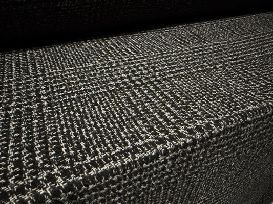 Heavyweight wool mouflon fabric, per metre - houndstooth check - black & grey