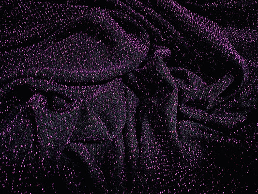 Slinky spandex stretch jersey fabric with metallic lurex, per metre - black & purple